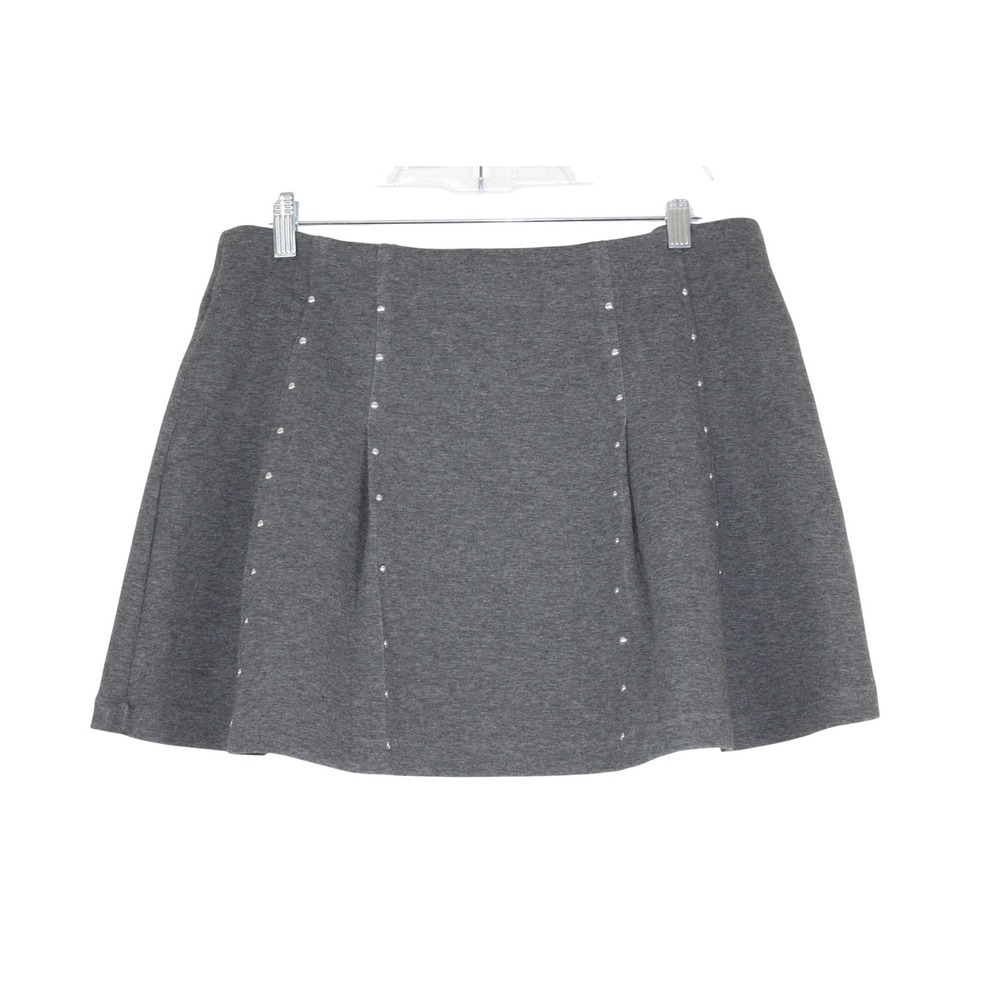 MNG Y2K Indie Sleaze Edgy Gray Pleated Studded A-line Mini Skirt L